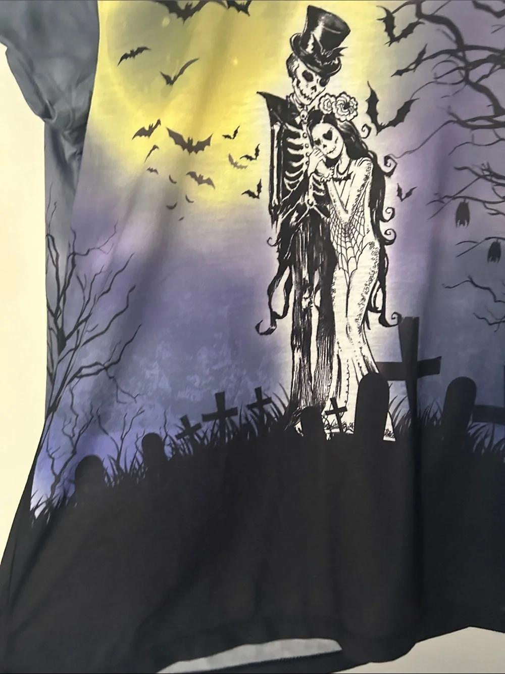 Girls Halloween Skeleton Couple Costume Tunic - Black & Purple
